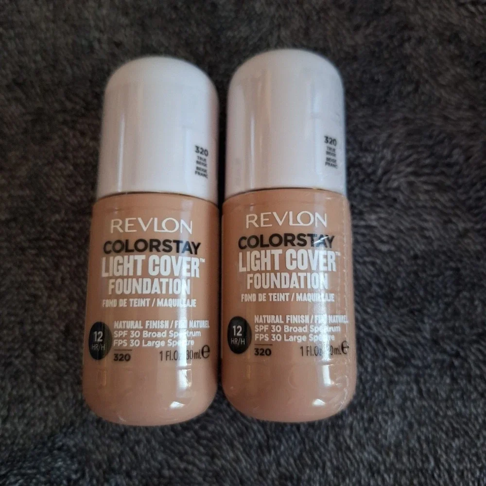 2 Pk Revlon Colorstay Light Cover Foundation 320 True Beige 12 HR SPF 30